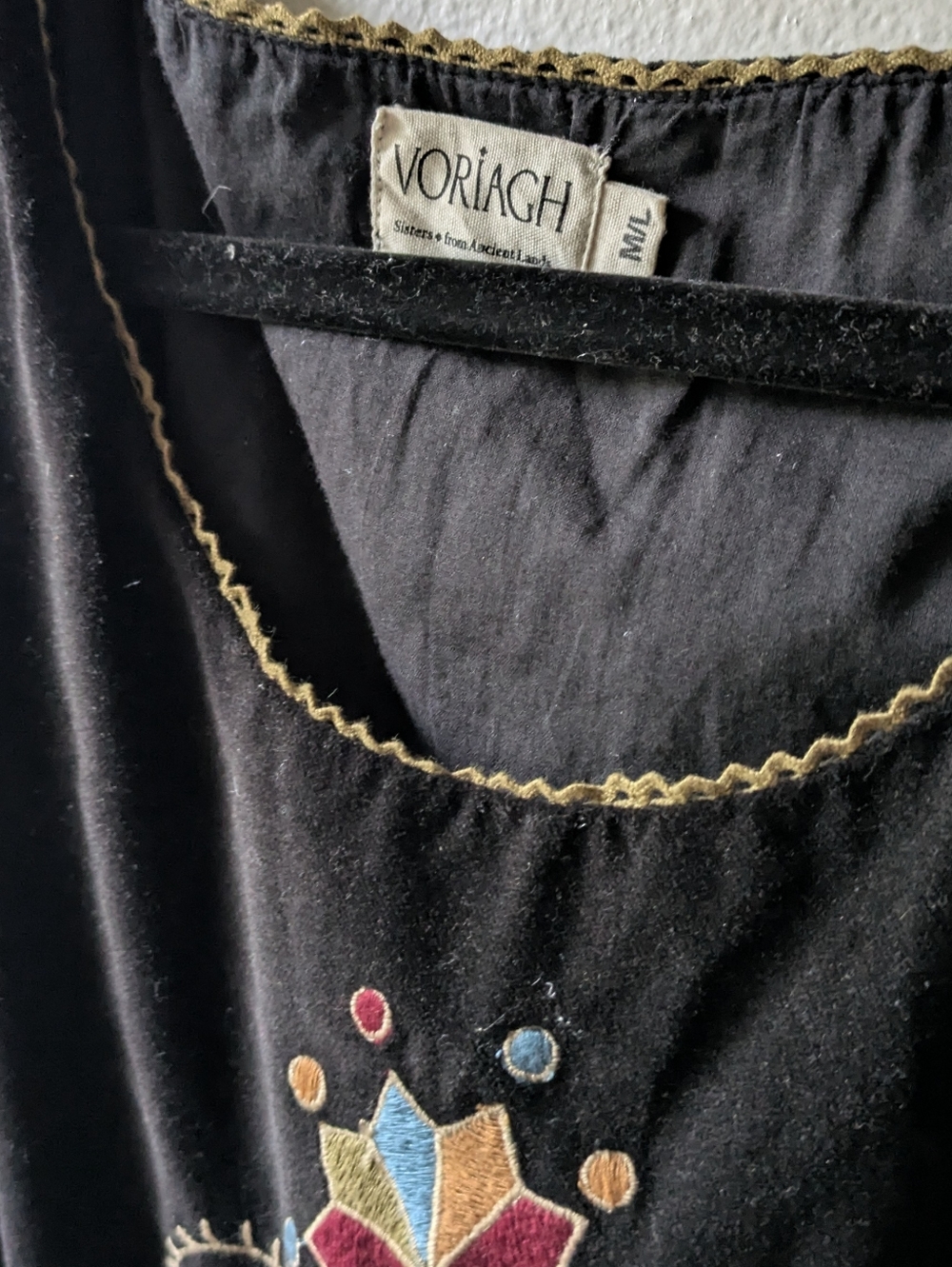 Embroidered Black Floral Midi Pinafore Dress - Picture 3 of 3